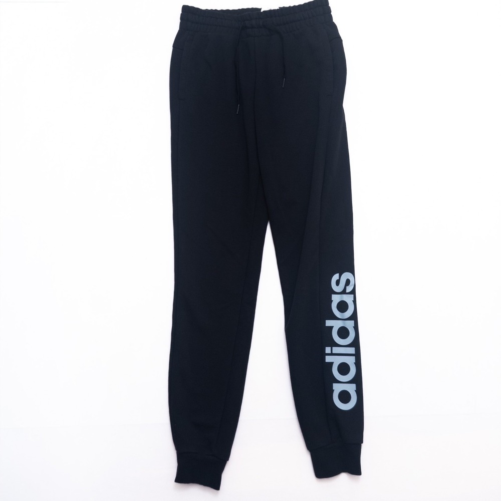 adidas Black Joggers with blue Logo